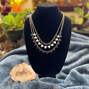 Gold toned Black and White Necklace